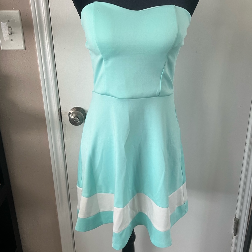 Teal Strapless Dress M